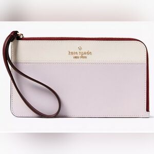 Kate Spade Lucy Style Zip-Up Wristlet Wallet Pale Purple White